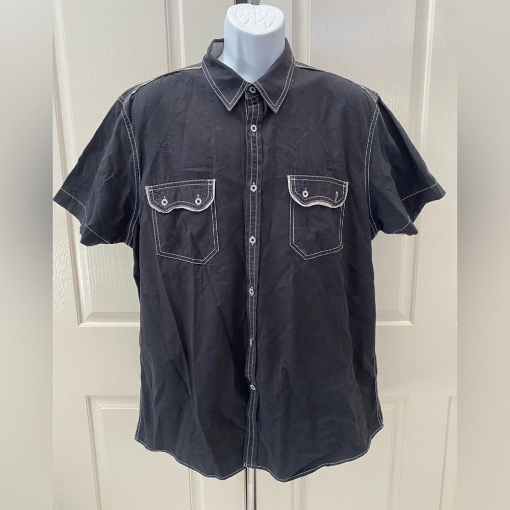 INC Black Short Sleeve Button Shirt Sz XXL